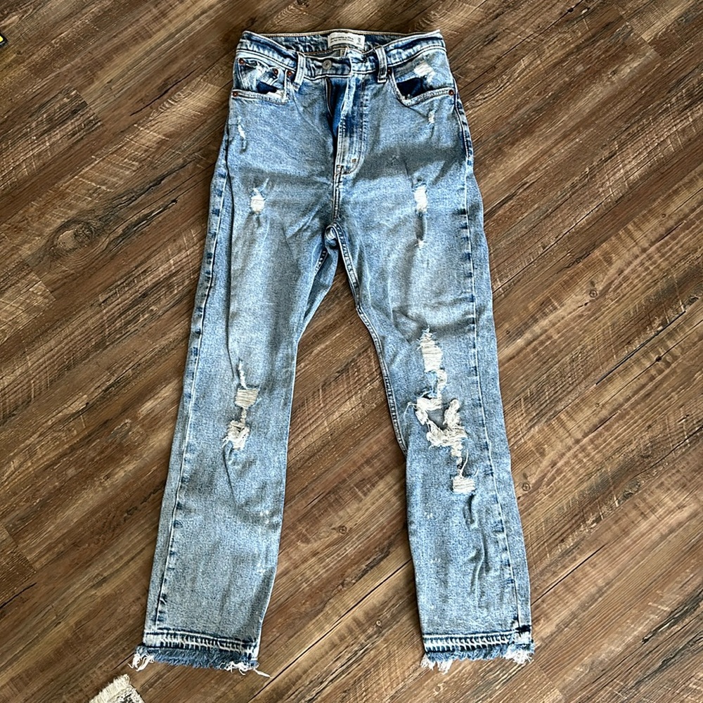 Abercrombie & fitch high rise ankle straight jeans